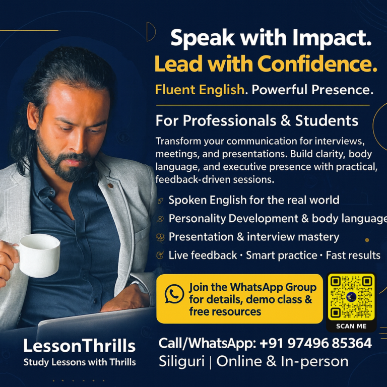 LessonThrills Spoken English and Personality Development Classes in Siliguri - Professional Man with Coffee